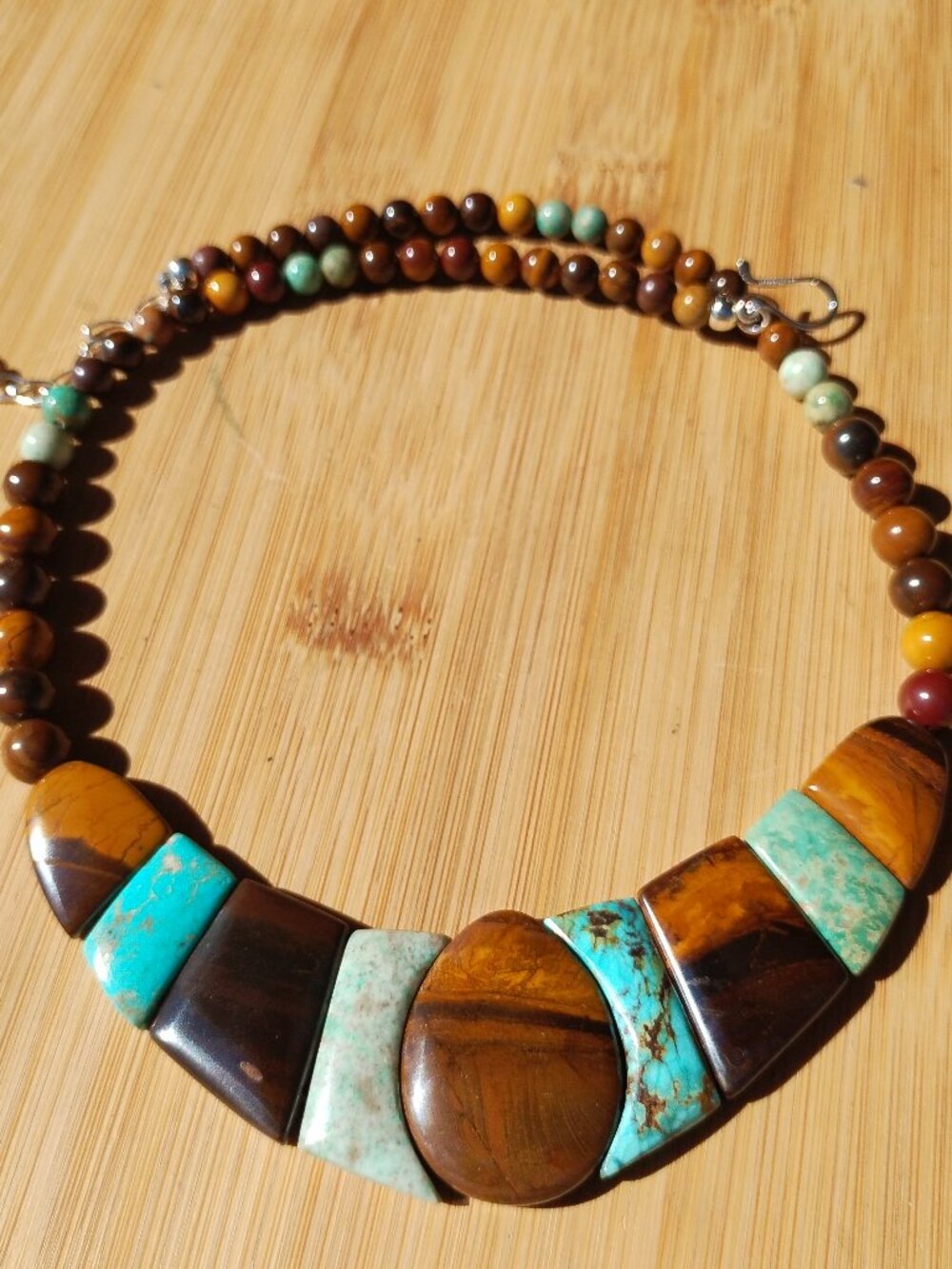 Jay King DTR Turquoise and Brown Agate statement necklace 925 Sterling Silver